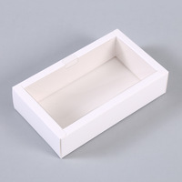 Boîte cadeau en papier blanc avec couvercle transparent IMEE, petite boîte cadeau pour aliments, emballage alimentaire, en stock, taille et couleur personnalisées en usine, carrée