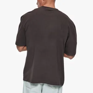 남자의 셔츠 사용자 정의 로고 100% 면 헤비급 갈비뼈 목 빈 하이 퀄리티 T 셔츠 스트리트웨어 티셔츠 남성용
