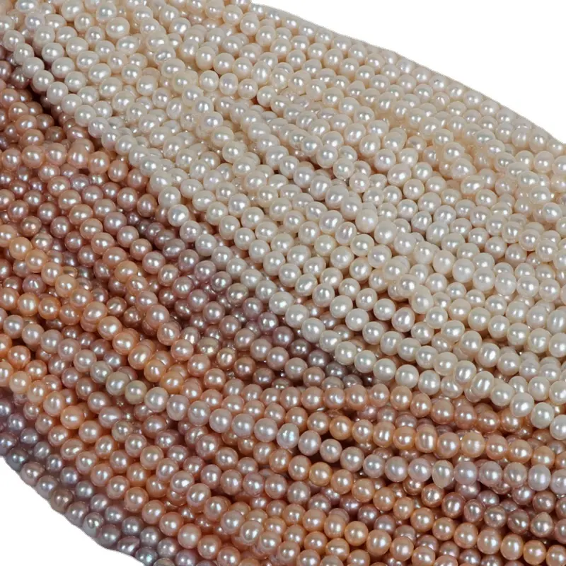 Commercio all'ingrosso naturale sciolto d'acqua dolce 6mm barocco perle coltivate perline filo creazione di gioielli