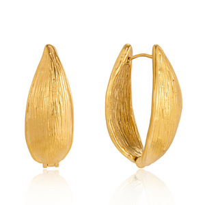 Pendientes Huggie con Forma de Hoja de Sauce, Acanalados, en Tono Dorado, de Acero Inoxidable, Joyería de Moda - Product Image 5
