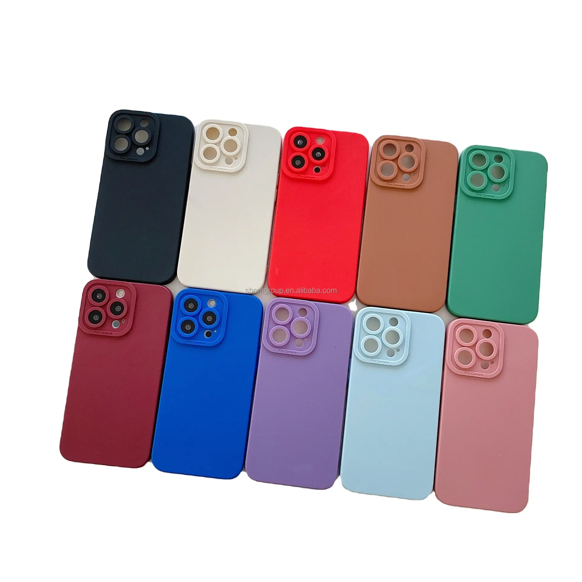 New Camera Protective Shell Phone Case for iPhone 15 14 13 12 11 Pro Max Silicone Cover Pure Color Plain Case Print Logo