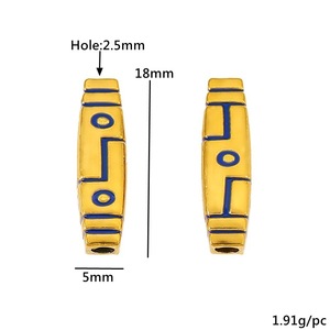 Cuentas de Tubo de Acero Inoxidable Esmaltadas, Rectangulares, Color Dorado, Orificio Grande, Accesorios para Joyería DIY - Product Image 2
