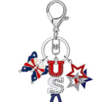 Porte-clés Rétro Style Cowboy Western avec Pendentif Lettre USA en Strass Scintillants, Breloque de Sac Tendance pour Femme, Bijou de Mode