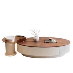 Set di <span class=keywords><strong>Tavolini</strong></span> <span class=keywords><strong>da</strong></span> Caffè e <span class=keywords><strong>Divano</strong></span> in Stile Nordico, Combinazione di 2 Pezzi, Tavolo Laterale e Centrale in Acciaio Inox con Finitura Effetto Legno per Hotel - Product Image 5