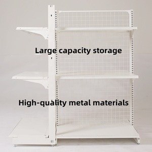 China Factory Custom Exhibition Pharmacy Supermarket Gondola Metal <strong>Shelving</strong> Retail Product Accessories <strong>Mesh</strong> Display Rack Stand - Product Image 3