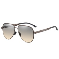 Lunettes de soleil polarisées pour hommes, style pilote, monture métallique à double pont, protection UV400, logo personnalisé