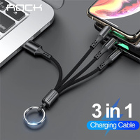 Kabel Mikro USB Tipe C Ponsel Android Portabel, Gantungan Kunci Sinkronisasi Data 3 Dalam 1