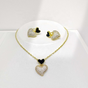 wholesale plata 925 sterling silver luxury bridal <b>bear</b> set heart bow clover gold plated enamel <b>cute</b> ladies zircon jewelry sets - Product Image 3