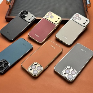 เคสโทรศัพท์หนัง PU ชุบเคลือบหรูหรา พร้อมแม่เหล็ก สำหรับ iPhone 18 14 15 16 17 Pro Max พร้อมฟิล์มกันรอยเลนส์ HD ป้องกันด้านหลัง - Product Image 2