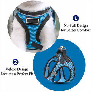 HIPHOPPET tidak ada tarik Step-in tali kekang anjing dengan Set reflektif jaring lembut dapat disesuaikan rompi untuk anak anjing kecil besar dan kucing - Product Image 3