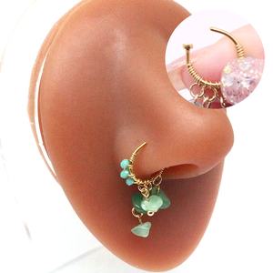 Gaby-anillos de acero inoxidable para la <span class=keywords><strong>nariz</strong></span>, joyería para el cuerpo, varios colores, piedra natural - Product Image 5