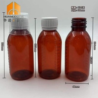 Bouteilles de médicaments liquides en plastique PET ambré transparent de pharmacie de 120ML pour l'emballage de liquide de sirop contre la toux