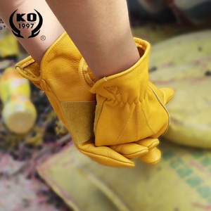 Guantes de trabajo de cuero Premium, manoplas de piel de vaca de grano, con cierre, resistentes a perforaciones, resistentes, de cuero reforzado - Product Image 6