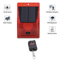 Système de sécurité extérieur à énergie solaire avec détecteur de mouvement PIR, télécommande, sirène 129 dB et clignotant
