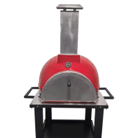 Four à pizza portable moderne de 26 pouces avec plateau roulant, four à bois en céramique, barbecue en acier inoxydable pour le camping et le jardin