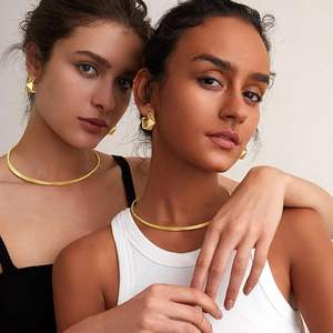 Collar de Gargantilla de Acero Inoxidable Chapado en Oro para Mujer, Joyería Moderna y Elegante Imprescindible - Product Image 3