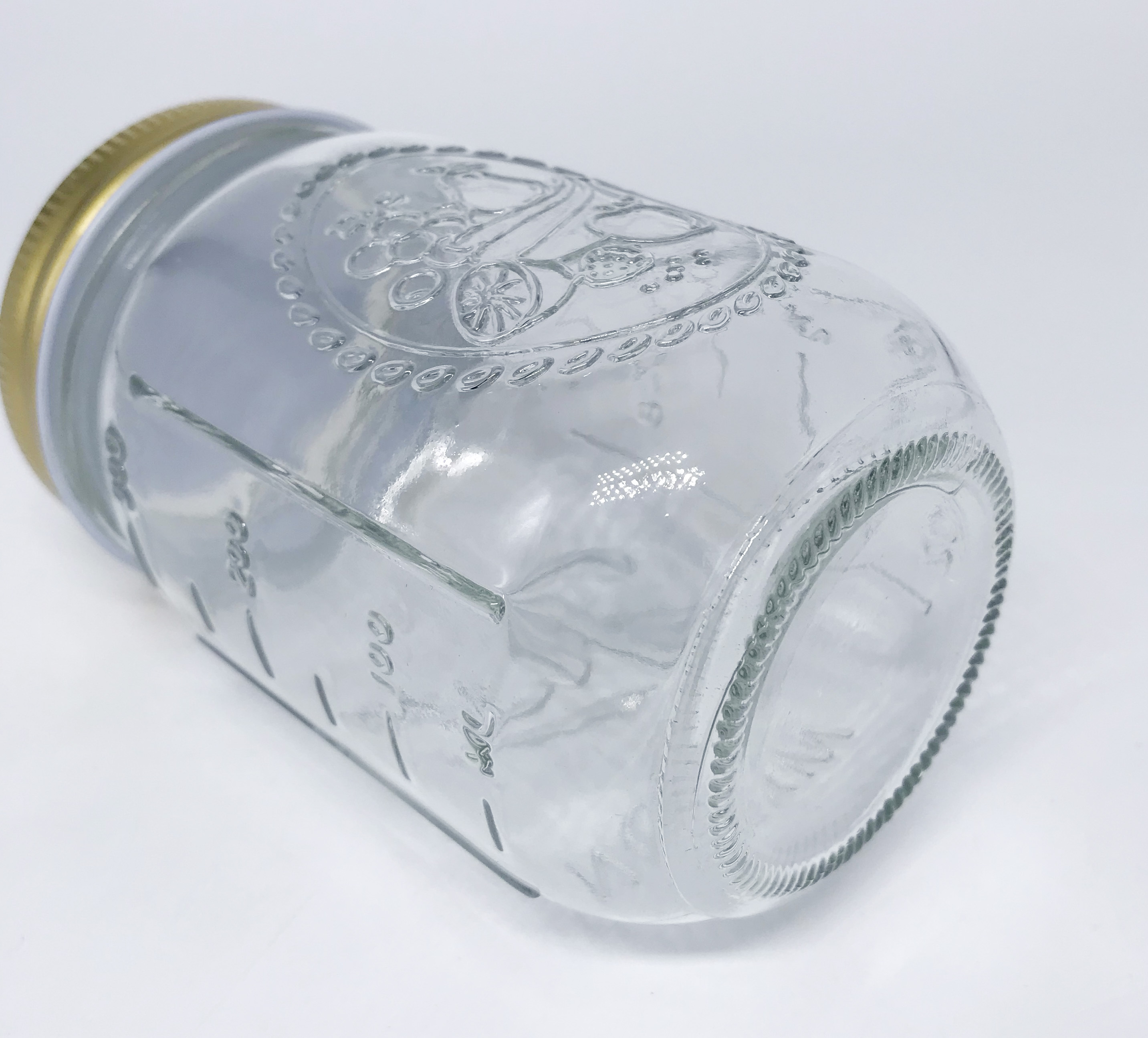 24oz glass mason jar/glass jar with metal lid/glass storage jar with Embossed Logo