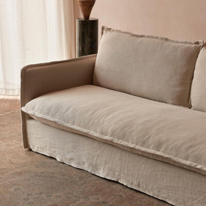 Sofá Extensible de Tres Plazas de Tela de Lino Estilo Wabi-Sabi, Desmontable y Lavable, para Sala de Estar, Villa, Escuela, Personalizable - Product Image 3