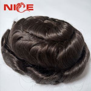 Prothèse capillaire pour hommes en cheveux humains vierges naturels longs, base fine en PU et mono - Product Image 3