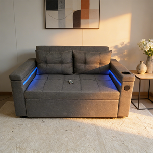 Sofá <span class=keywords><strong>Cama</strong></span> Futón Reclinable, Plegable y Extensible con un Solo Reposabrazos, Ideal para Sala de Estar, Dormitorio, Oficina o Estudio - Product Image 3