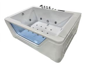 Vasca Idromassaggio in Acrilico <span class=keywords><strong>per</strong></span> Due Persone, Moderna Vasca SPA da Interno con Pannello in Vetro Visibile su un Lato, Bagno Idroterapico Domestico - Product Image 3
