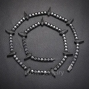 Блеск из чистого 925 стерлингового серебра 5 мм Синтетические бриллианты цепочка Wakanda Panther стиль Круглое ожерелье из черного муассанита