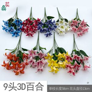 Flor de Seda Artificial 3D de Lirio con 9 Cabezas, Decoración Impermeable para el Hogar, Accesorios para Bodas, Marca Dalin Craft - Product Image 4