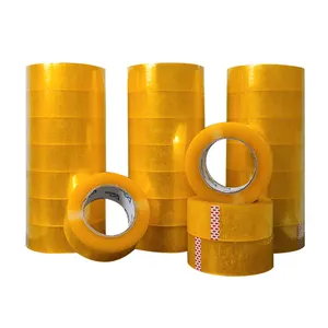 Multi color wholesale customization durable yellowish packing tape roll Opp pvc carton Sealing adhesive clear tape