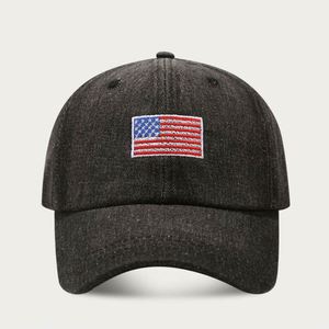 Gorra de Béisbol de Mezclilla Vintage de Algodón al por Mayor, Azul Claro, Común, de 6 Paneles, Unisex, con Bordado Americano de la Bandera de EE. UU. - Product Image 3
