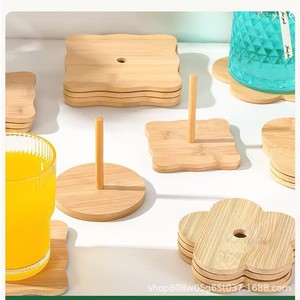 Wooden Floral Coaster 11.5cm 14.5cm Heat Insulated <b>Mat</b> For <b>Table</b> Tea Bowl Modern Minimalist Style - Product Image 3