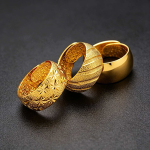 Trendiger Herren-Ehering, Großer Schmuckring, Vietnam Sandgold-Plattiert, Sternenregen-Design, Glänzender Verstellbarer <span class=keywords><strong>Ring</strong></span> - Product Image 3