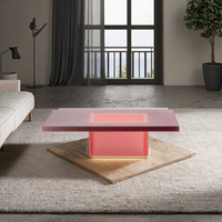 Nouveauté Table basse moderne simple en acrylique rose mat Table en acrylique pour salon au design tendance