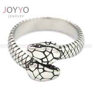 24K oro reale placcato No dissolvenza Punk antico anello di serpente regolabile in acciaio inox soldato moda uomo donne gioielli anello - Product Image 1