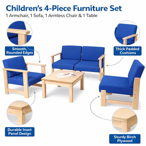Sofá <span class=keywords><strong>Infantil</strong></span> de Madera Montessori para Guardería, Muebles para Preescolar, Asientos Fáciles de Usar, Proveedor para Centros de Aprendizaje en Aulas de Guardería - Product Image 2