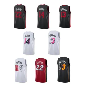 Cosido/Hot Press Baloncesto Jerseys Miami 22 Jimmy Butler 14 Tyler Herro 13 Bam Adebayo 7 Kyle Lowry 3 Dwyane Wade