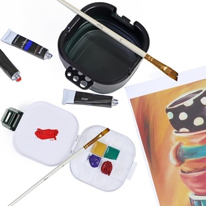 Boîte de rangement pour <span class=keywords><strong>peinture</strong></span> étanche à l'air, <span class=keywords><strong>palette</strong></span> de 16 compartiments <span class=keywords><strong>avec</strong></span> <span class=keywords><strong>couvercle</strong></span>, comprenant un bac à pinceaux - Product Image 2