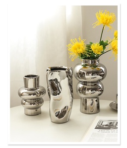 Vase en porcelaine argentée nordique, design créatif classique moderne, art floral de luxe, décoration de table basse et de jardin, <span class=keywords><strong>idées</strong></span> <span class=keywords><strong>cadeaux</strong></span> pour la maison - Product Image 3
