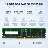 Mémoire serveur AC517142 128 Go DDR5-4800 ECC PC5-38400R 1.10V Quad Rank CL40 pour optimisation de route et calcul en réseau