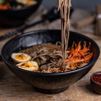 Vaisselle de restaurant, bol à nouilles en mélamine noire de 9 pouces, 50 oz, grand bol à salade, service de ramen