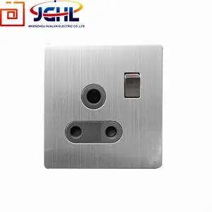 86type Brushed Stainless Steel Panel One Gang Two way Switch 15a Socket Uk Standard