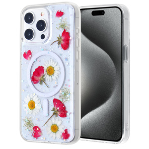 Funda de teléfono transparente anticaída de lujo Girl Boss Nueva estética Diseño de flores secas reales de cuatro esquinas Compatible con 15 teléfonos móviles - Product Image 5