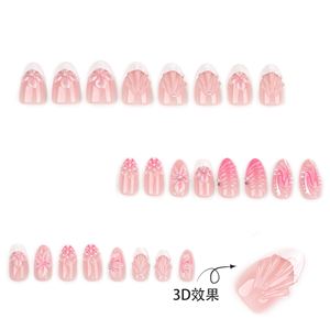 Laisense Faux Ongles à Presser <span class=keywords><strong>Manucure</strong></span> 3D French Wear Courts Amande Perle <span class=keywords><strong>Fleur</strong></span> Matériau ABS Certifié CE Vente en Gros Transfrontalière - Product Image 2