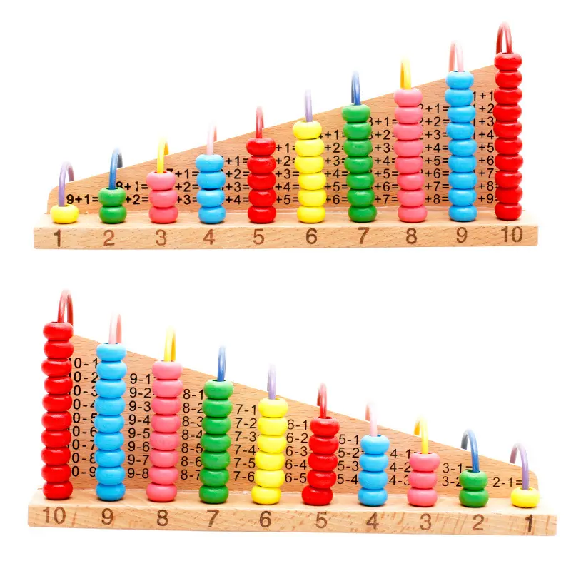 Grosir anak-anak manik-manik kayu bingkai matematika mainan penghitung anak-anak kalkulator matematika abacus puzzle permainan pemasok untuk Prasekolah