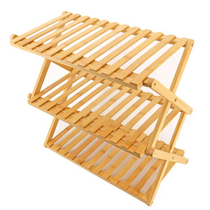 Factory wholesale minimalist modern multi-layer bamboo folding <b>shoe</b> rack, no installation required, suitable for dormitory - Product Image 4
