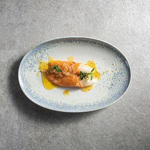 Vajilla reactiva violeta azulada de lujo de alta calidad 2025, plato de mariscos, plato de cerámica, plato ovalado grande, platos de restaurante - Product Image 5