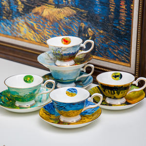 Juego de Taza y Platillo de Porcelana Fina Estilo Nórdico <span class=keywords><strong>Van</strong></span> <span class=keywords><strong>Gogh</strong></span> para Café y Té con Caja de Regalo - Product Image 2