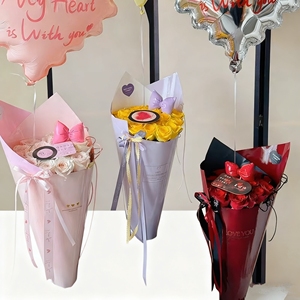 Giấy gói hoa tươi, giấy gói kem, giấy gói hoa tươi kiểu Tipsy Series Lễ hội Qixi <span class=keywords><strong>2025</strong></span>, chất liệu <span class=keywords><strong>PE</strong></span>, tái chế được, chống thấm nước - Product Image 3