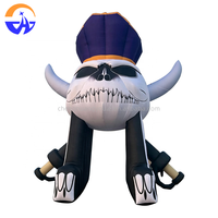 Arche Gonflable Crâne d'Halloween Modèle Tunnel Capitaine Pirate Thème Horreur avec Ventilateur Intégré Accessoire de Décoration pour Activités Publicitaires