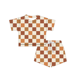 Vêtements pour garçons, vêtements pour enfants, ensemble sportif en fibre de bambou avec logo personnalisé, 2-13 ans, t-shirt et short décontractés d'été, doux et respirant - Product Image 3
