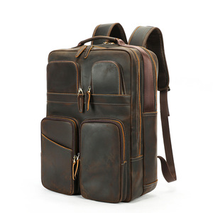 Dropshipping Shopify Crazy Horse Leather Men <b>Backpack</b> Head Layer Cowhide Premium Outdoor Travel Rucksack Large Capacity - Product Image 1